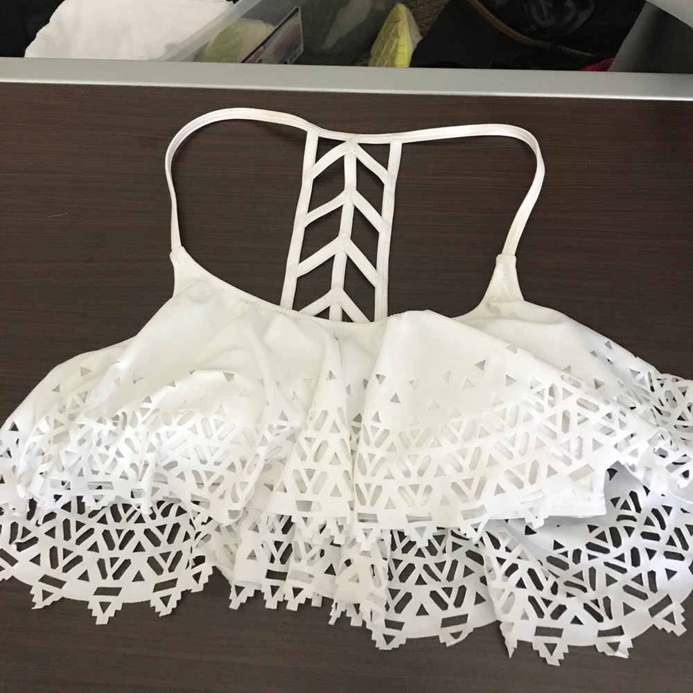 PINK white bathing suit top