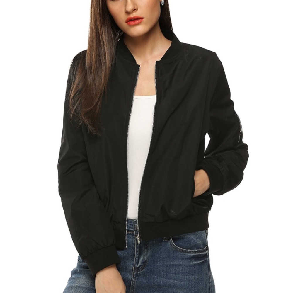 Women's black bomber jacket