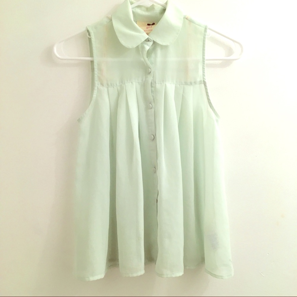 Mint Green Sleeveless Blouse