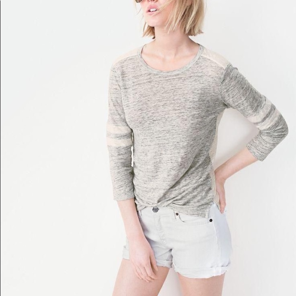 Jcrew gray and cream baseball style striped tee