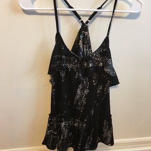 Black T-back tank top