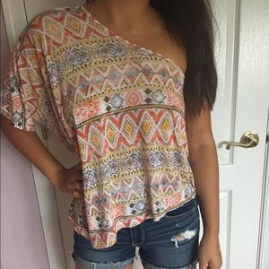 Aztec one shoulder top