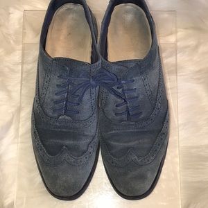 Cole Haan Alisa Blue Suede Wingtip Shoes 7.5 B
