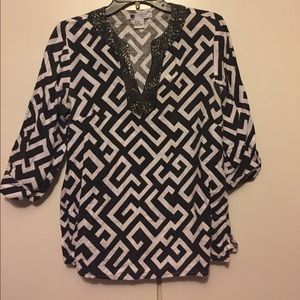 Carol Little Linen Blouse 3/4 length sleeves