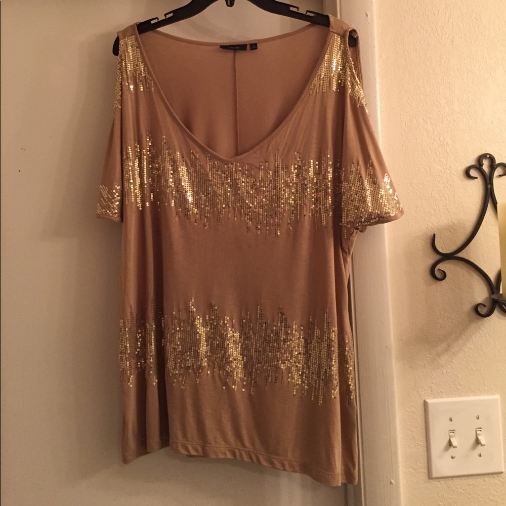 Glitzy cold shoulder summer top