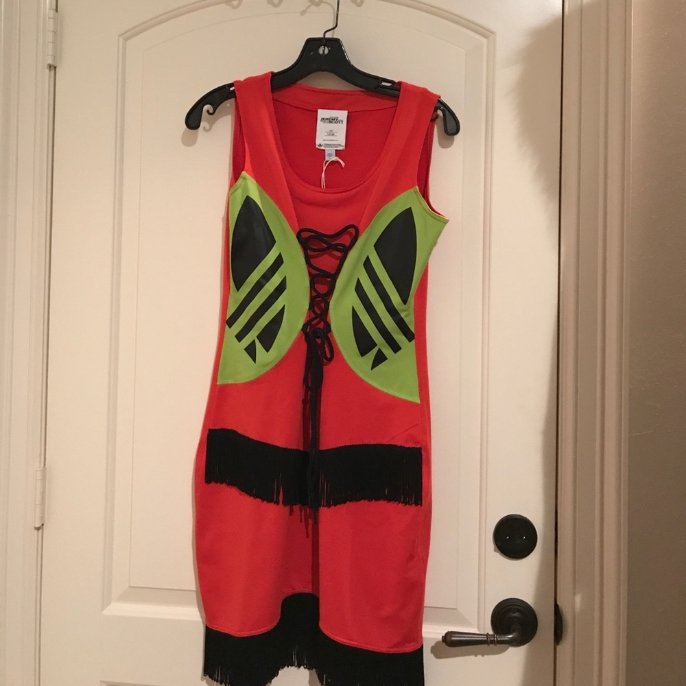 Jeremy Scott Adidas Fringe Lace up Rare Dress L