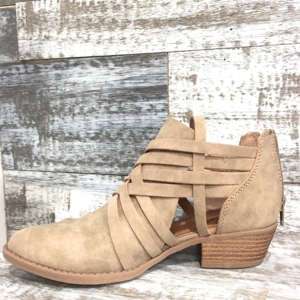 Crossover Straps Low Heel Bootie - Picture 2 of 6