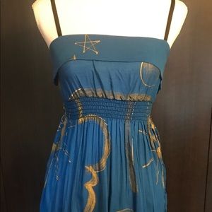 Urban Renewal Vintage Short Blue & Gold Dress M