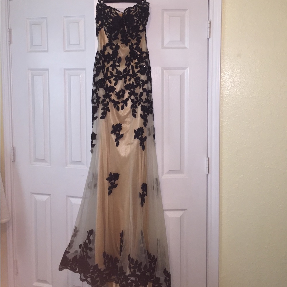 PROM DRESS gold and black