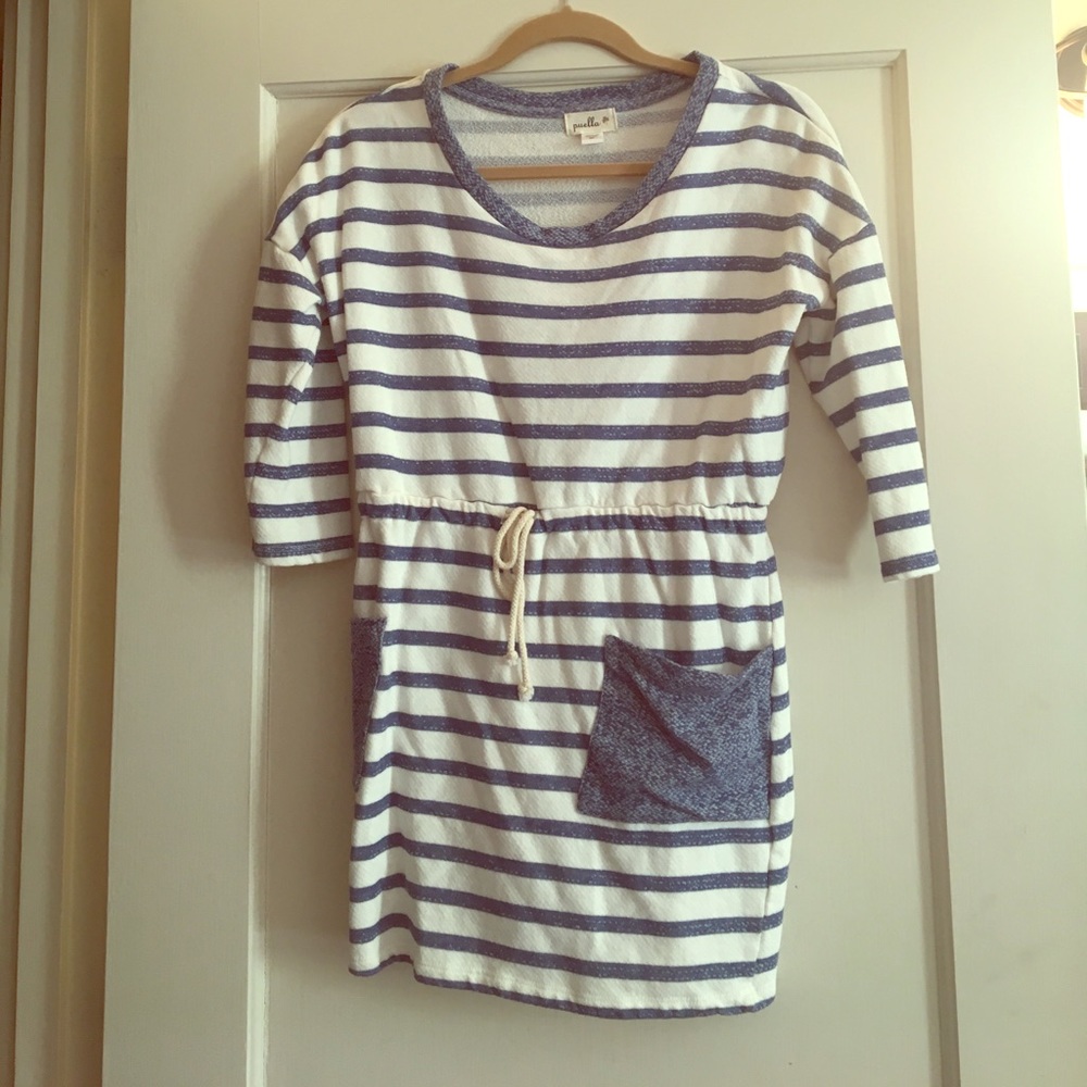 3/4 Sleeve Stripped Cotton Dress