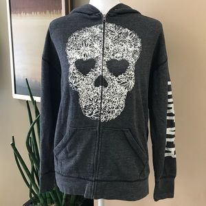 Victoria's Secret PINK RARE Floral Skull Hoodie S