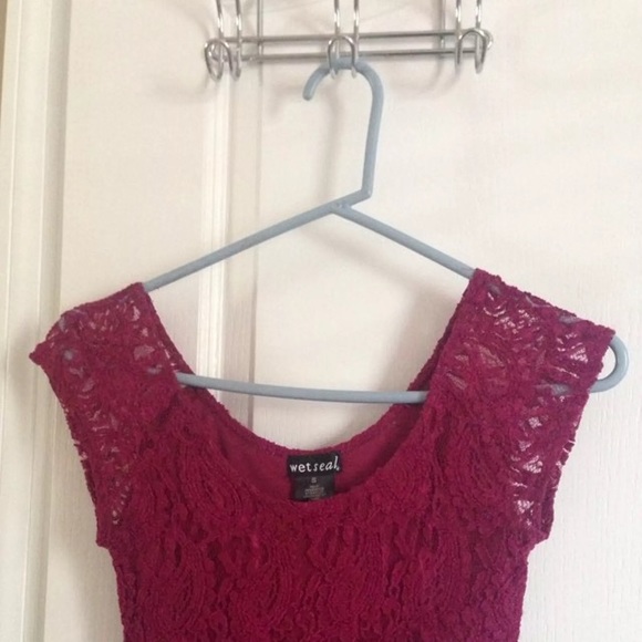 Burgundy Lace Dress - Picture 2 of 3