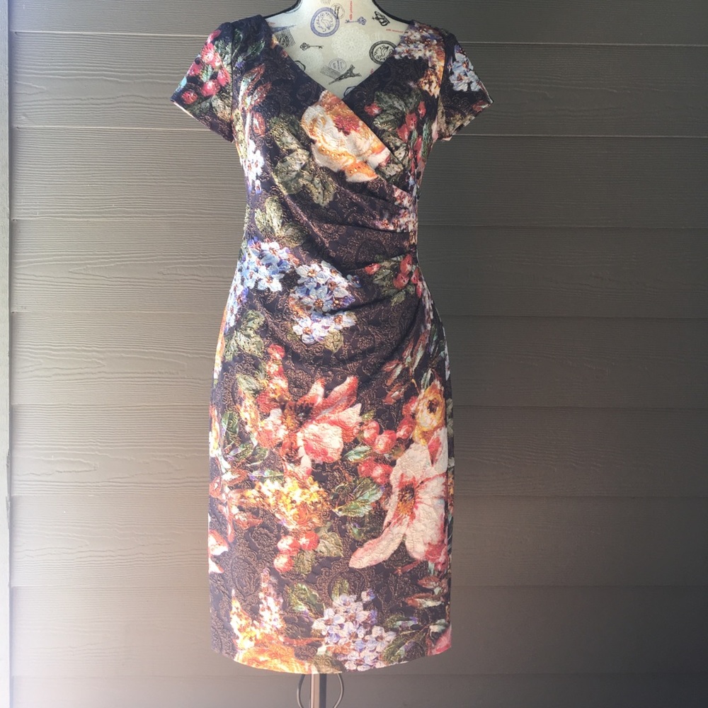 Adrianna Pappell Metallic Jacquard Sheath Dress
