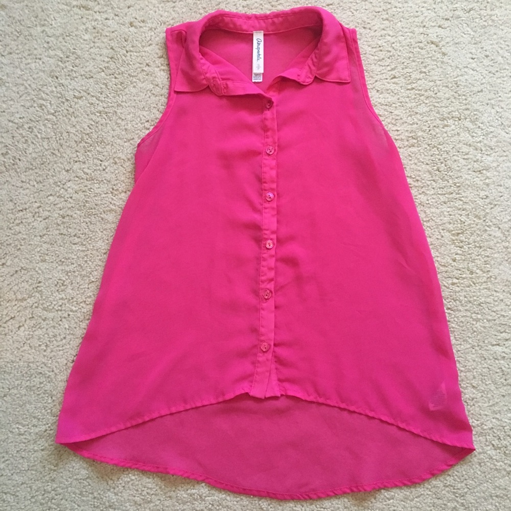 Sleeveless Pink Button Down Blouse