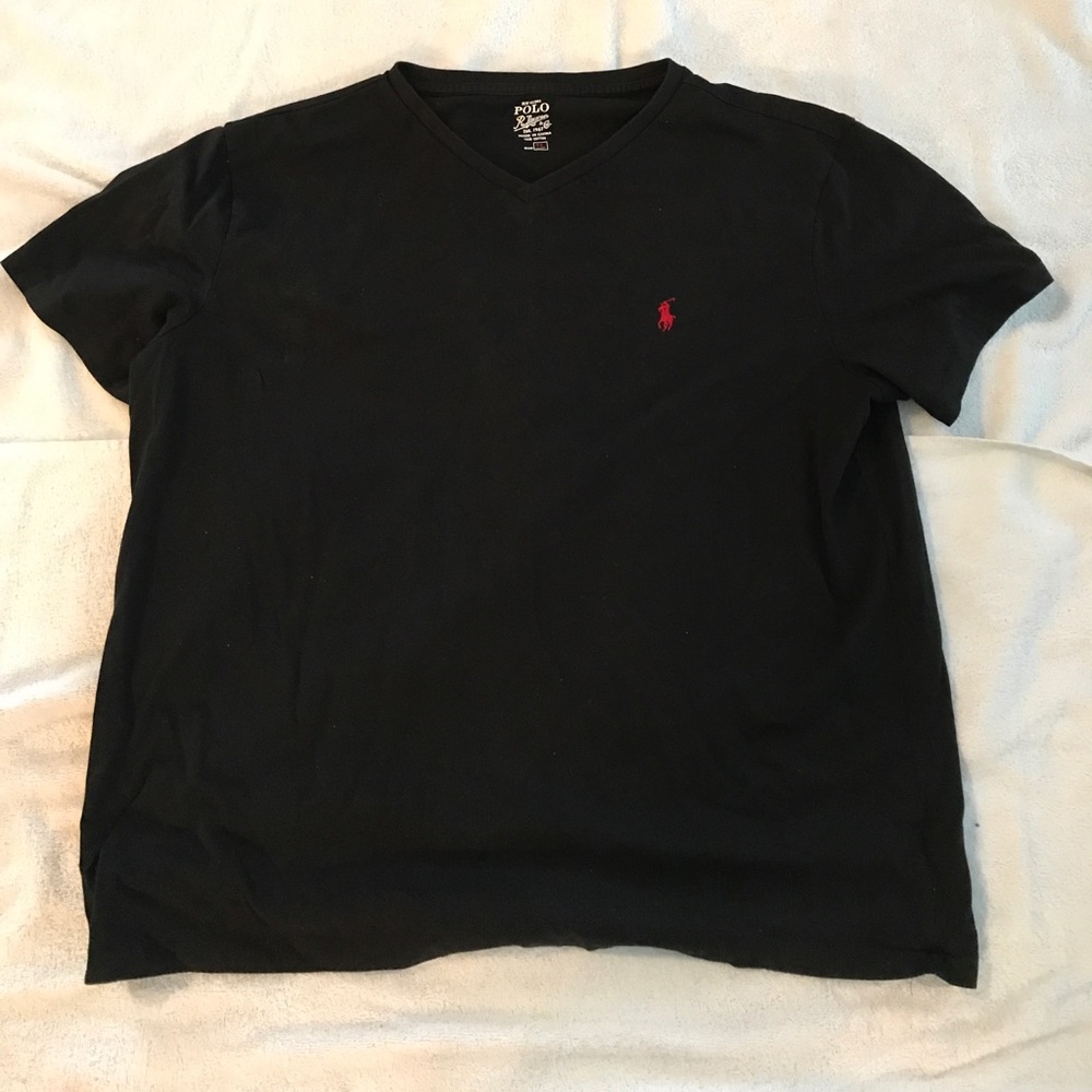 Black Polo V-Neck T-Shirt Size XL