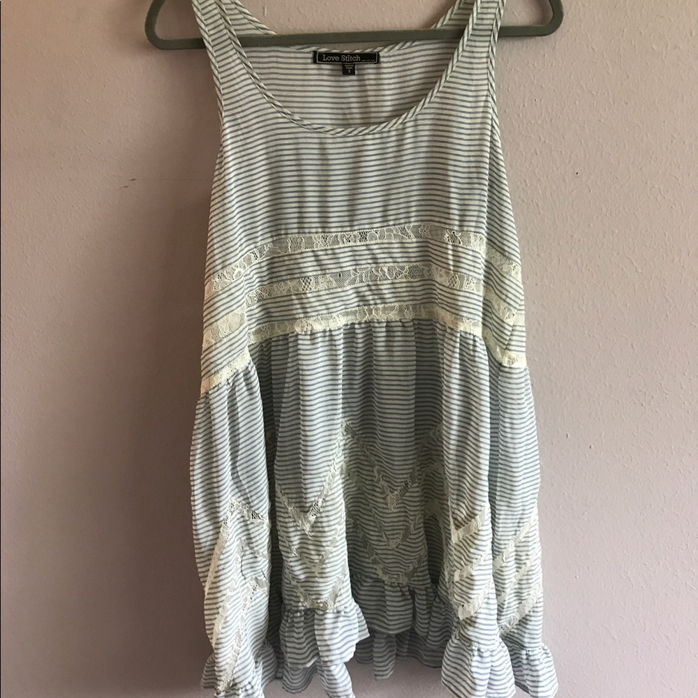 Blue & white striped dress