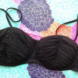 J. Crew Black Tulle Underwire Swim Top 34D