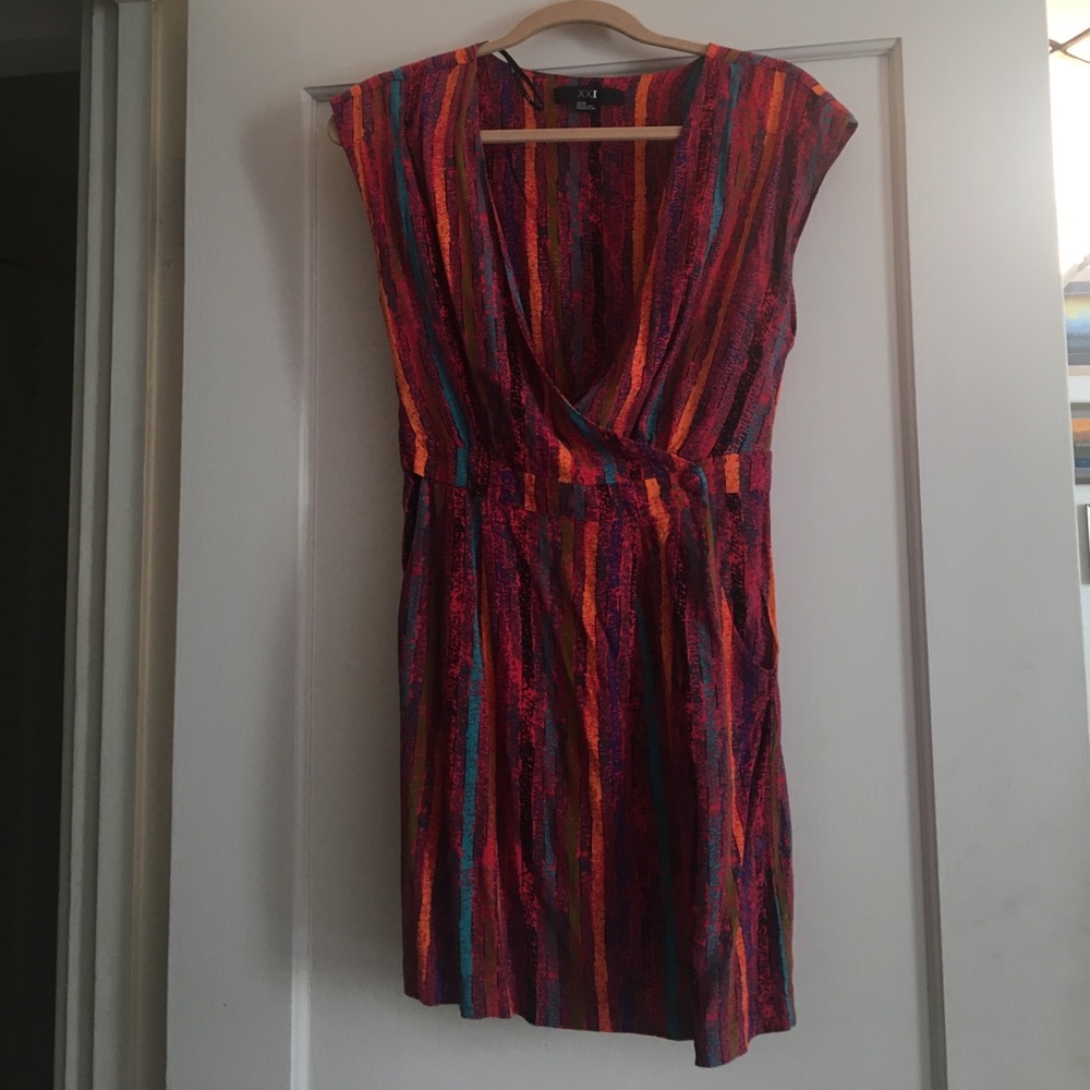Short Sleeve Wrap Striped Dress