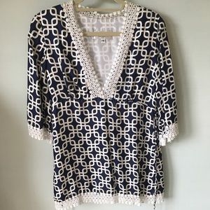 Navy and white tunic