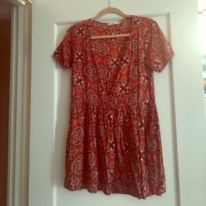 Deep V Short Sleeve Dress with Pockets