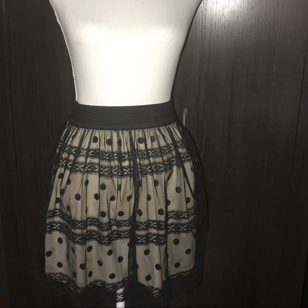 By&By Black Lace Skirt w/ Nude Underlay M