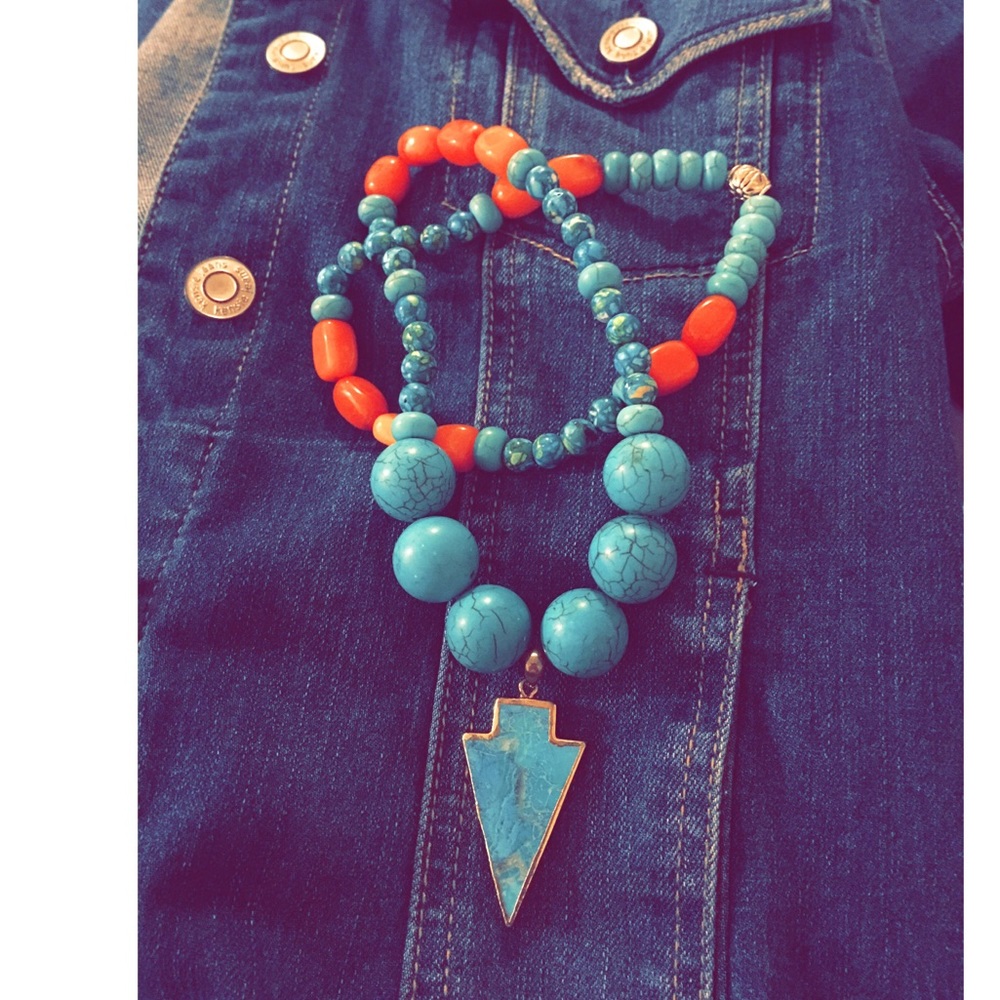 Turquoise arrow pendant wrap bracelet