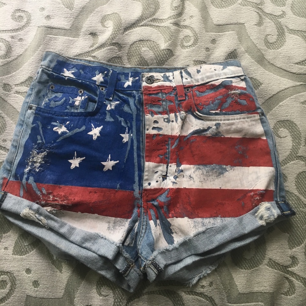 American flag high wasted jean shorts