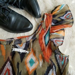 Willow & Clay sheer boho ikat festival midi dress