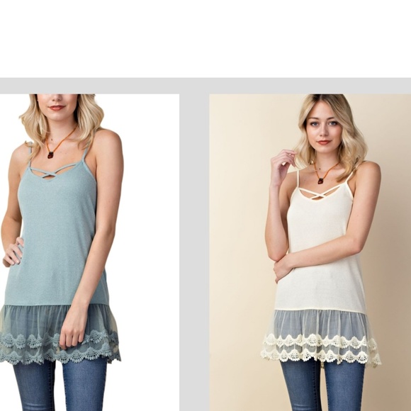 Caged lace hem tank tops - Picture 3 of 4