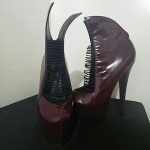 Plum Bondage Stiletto Booties