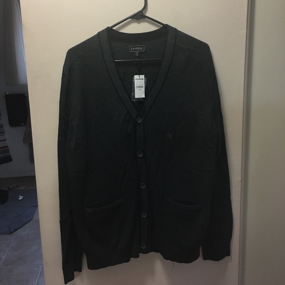Express Men's Cardigan, Grey, Sz Large
