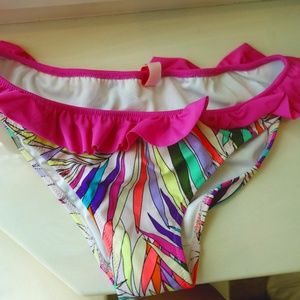 Victoria's Secret Pattern Pink Ruffle Swim Bottoms