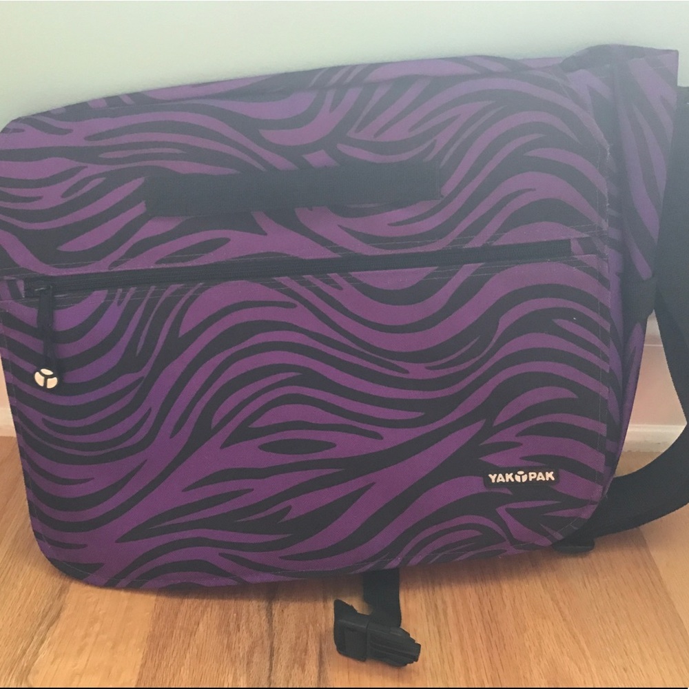 Yak Pak Purple Zebra Stripe Messenger Bag