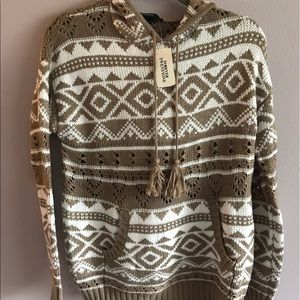 Forever 21 hooded crocheted sweater NWT