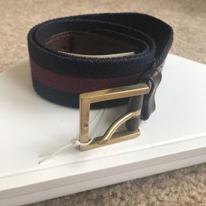 Coach leather and wool belt