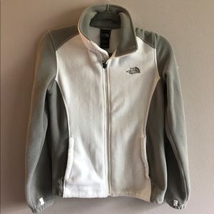 North Face gray & white zip up fleece