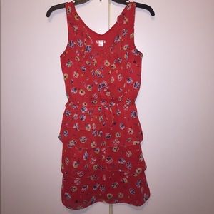 Xhilaration Red Ruffle Floral Dress