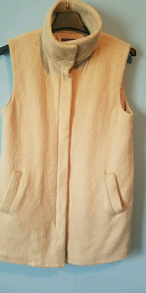 Theory Faux Fur Virgin Wool Blend Women Vest Large