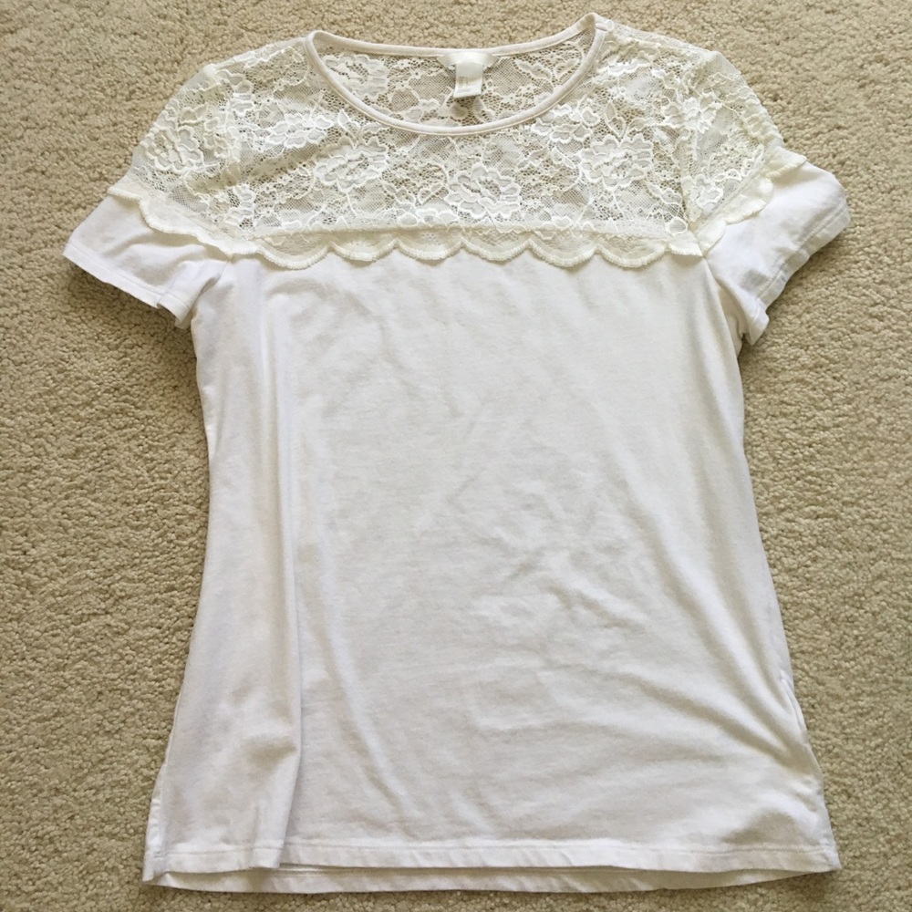 White Blouse w/ Lace Sleeves
