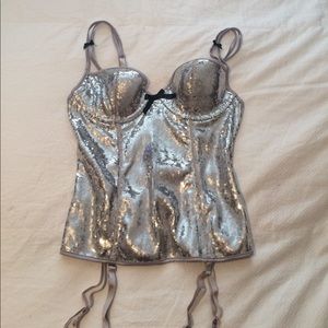 Frederick's of Hollywood silver corset top