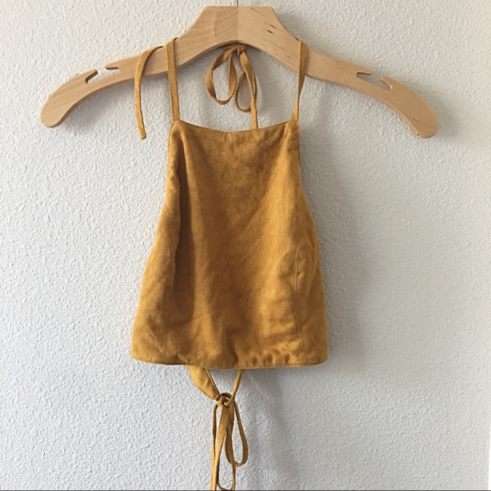 Suede Backless Halter Crop