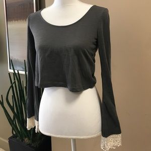 LA Hearts Pacsun Dark Grey Crop Top Shirt Sz S