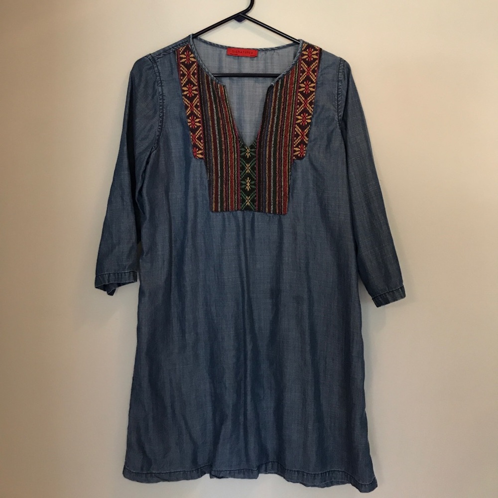 Signature8 Chambray Dress with Embroidery