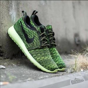 Green & Black Flyknit Nike Roshe Runs