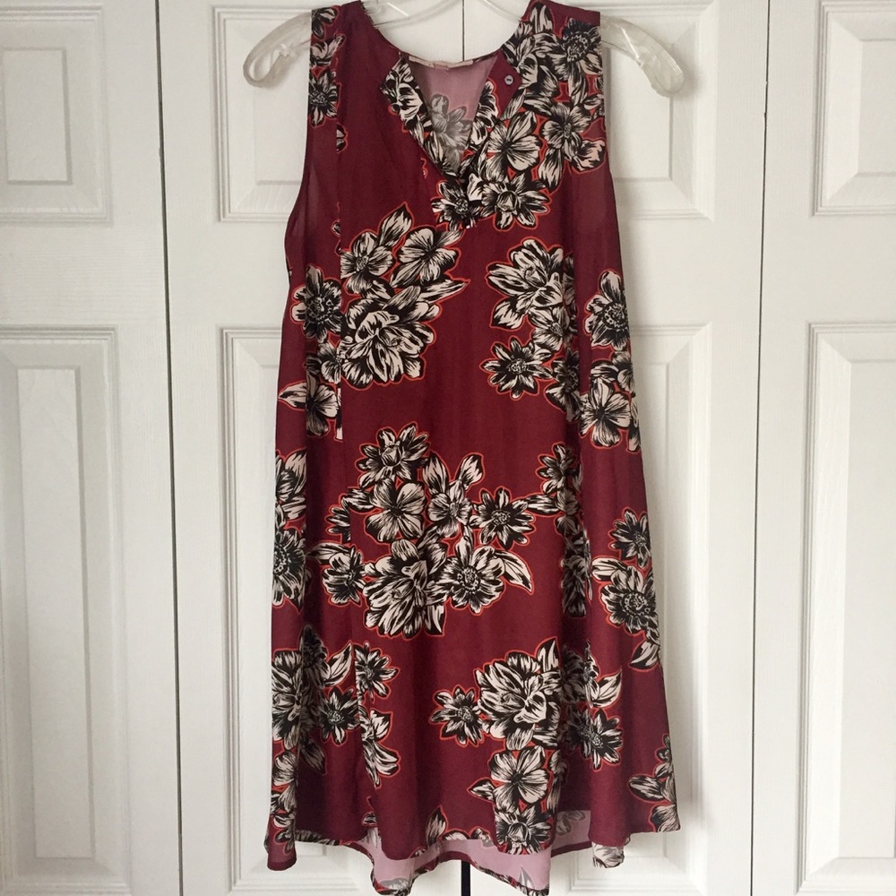 Philosophy Maroon Floral Sundress Coverup - XS
