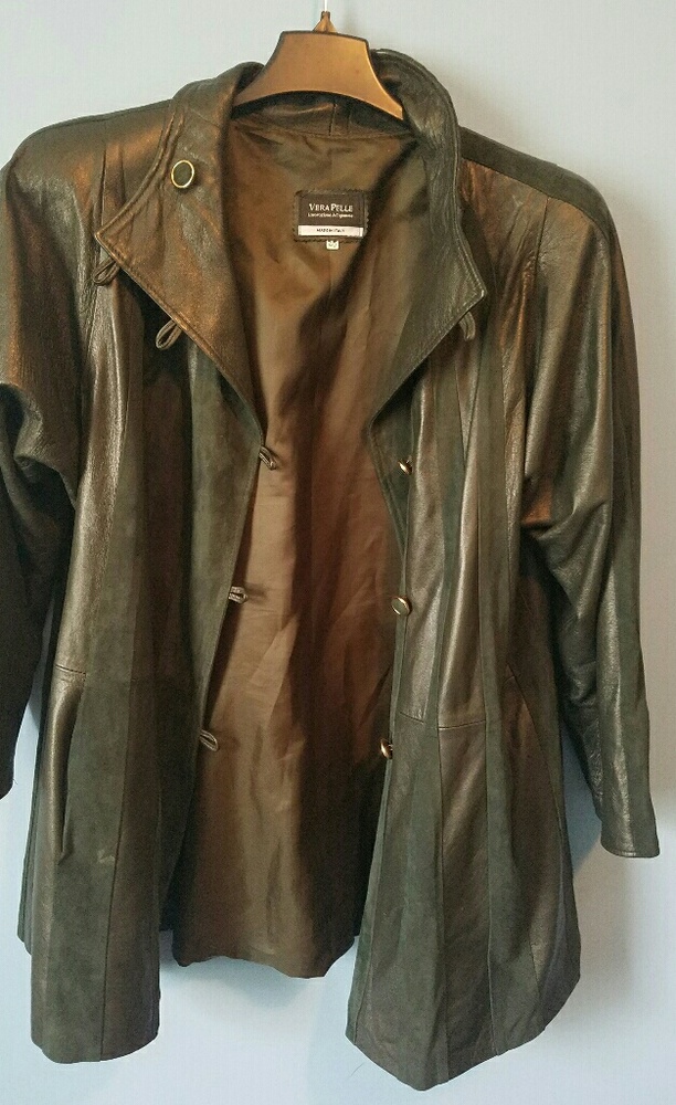 Men Italian Leather Like Jacket Vera Pelle Size 40