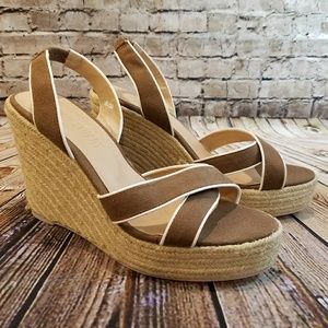 NEW Colin Stuart Linen Slingback Espadrille Wedges