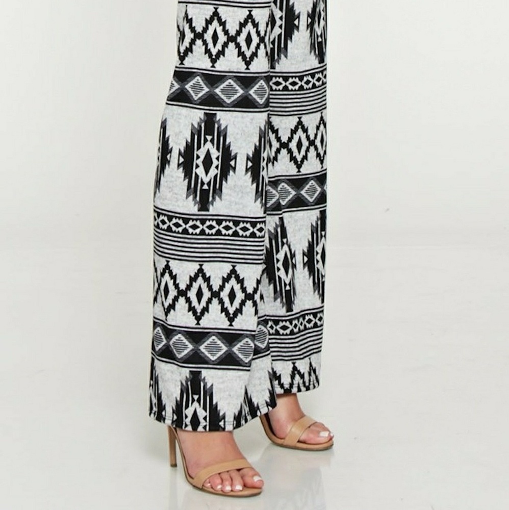 NEW Plus Aztec White BlacK Palazzo Dressy Pants - Picture 2 of 6