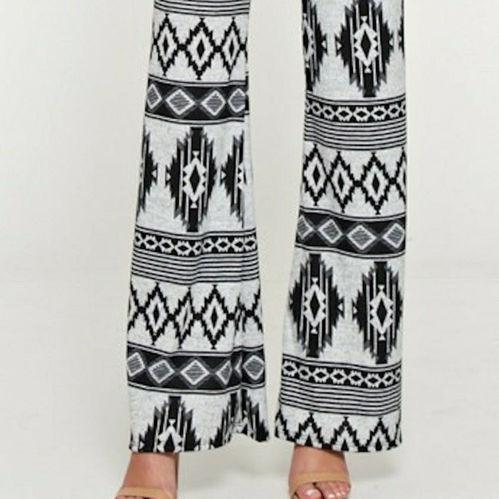 NEW Plus Aztec White BlacK Palazzo Dressy Pants - Picture 6 of 6