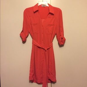 Express The Portofino Shirt Dress Coral